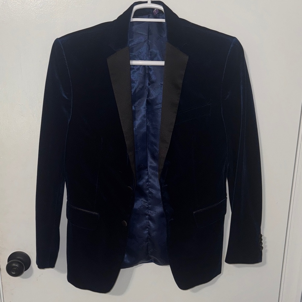 Vinci velvet blazer/sport coat velvet blue size 40R